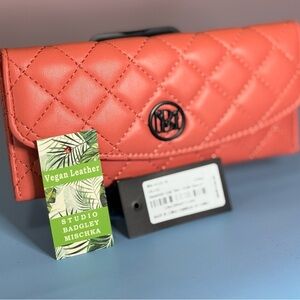 Badgley Mischka Studio Quilted Vegan Leather Coral Clutch